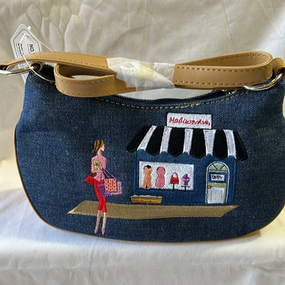 Embroidery Denim Novelty Bag  NWT